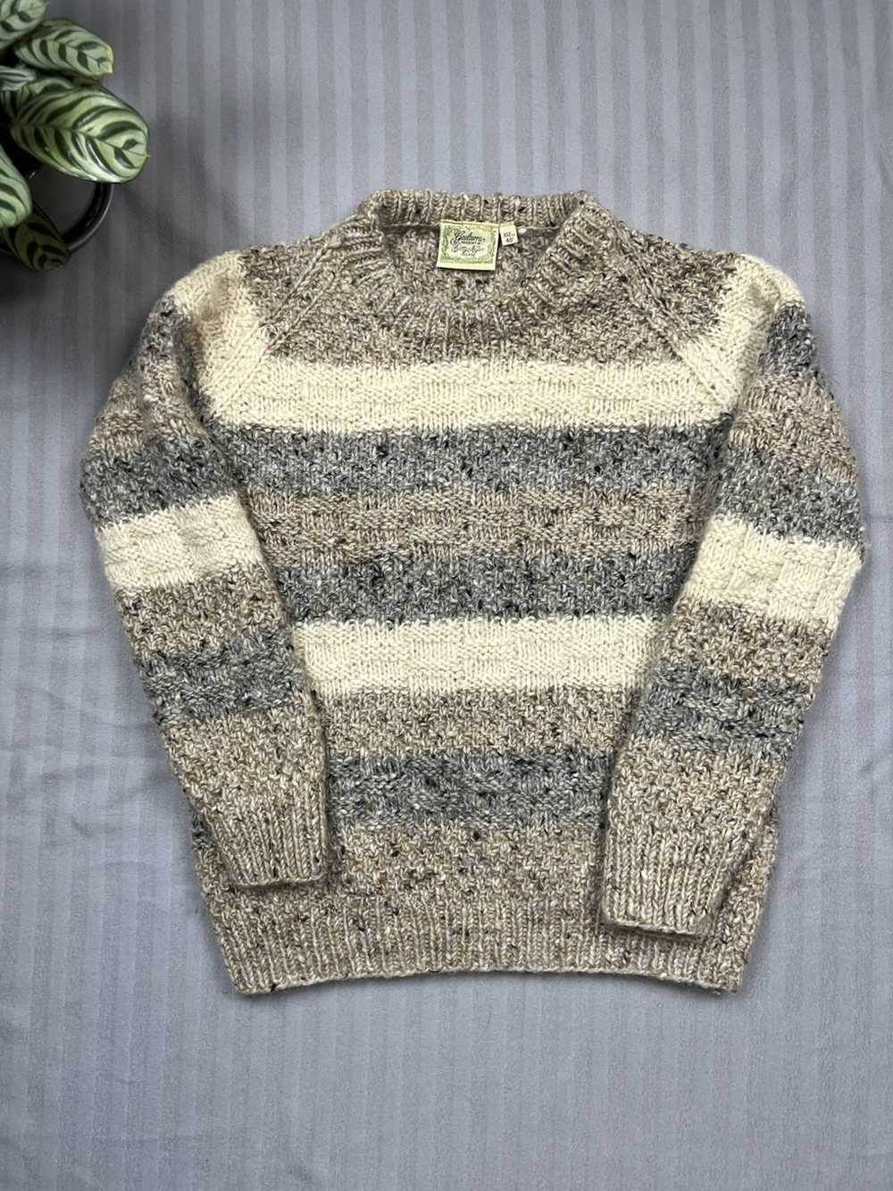 Vintage Knit Sweater Gaeltarra Handmade beige bro… - image 2