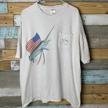 Guy Harvey Graphic Tshirt Fishing Shirt Sailfish Long Sleeve Gray Size  Small