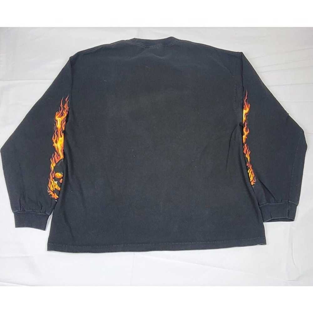 Vintage Flaming Skulls AAANLong Sleeve T-Shirt 20… - image 2