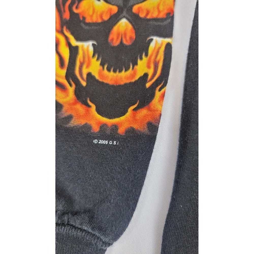 Vintage Flaming Skulls AAANLong Sleeve T-Shirt 20… - image 3