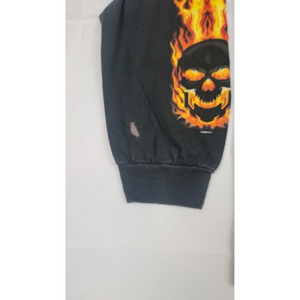 Vintage Flaming Skulls AAANLong Sleeve T-Shirt 20… - image 5