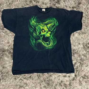 Vintage 2000’s Green Skull and Green Snake Shirt