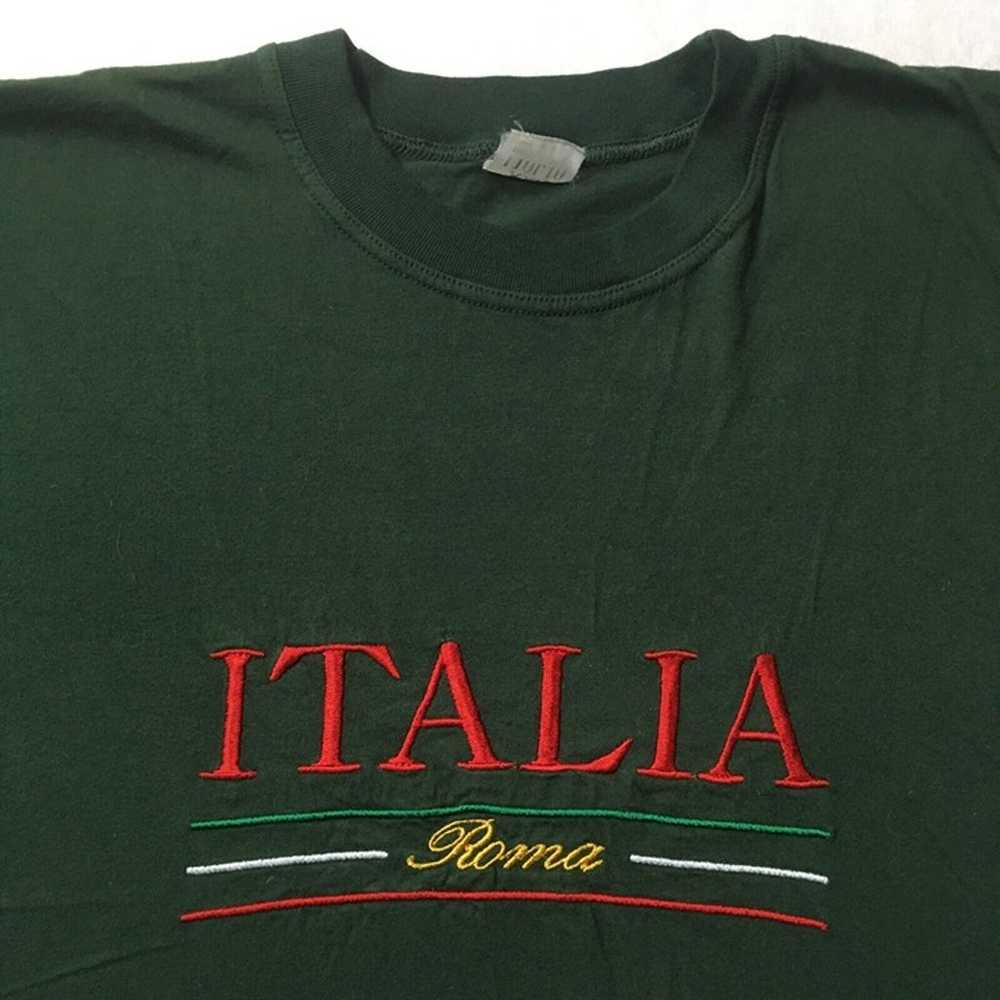 Vintage Art Green Tee Shirt ITALIA ROMA  embroide… - image 1