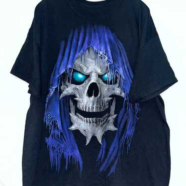 Vintage Y2K Grim Reaper Skeleton Skull T-Shirt
