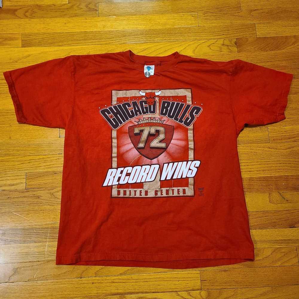 VTG 90s Chicago Bulls 72 Record Wins Double Sided… - image 1