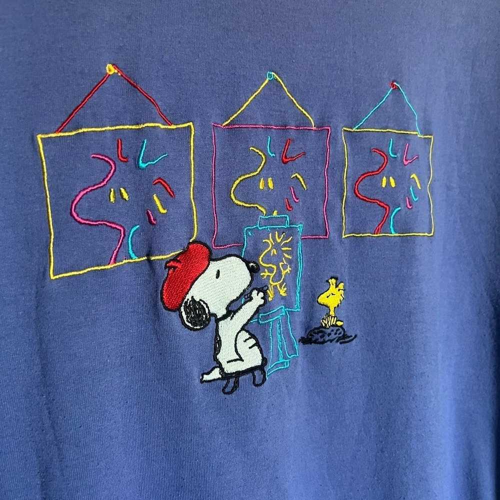 90s Vintage Peanuts Snoopy Woodstock Embroidered … - image 3