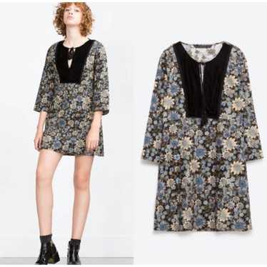 ZARA Accessories Floral Print Wide Sleeve Velvet Bodysuit Blogger