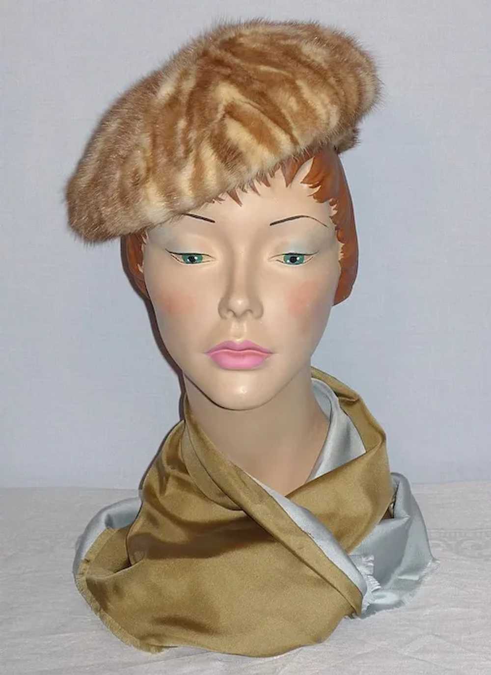 Vintage 1960s Vera Whistler Mink Beret Style Hat … - image 1