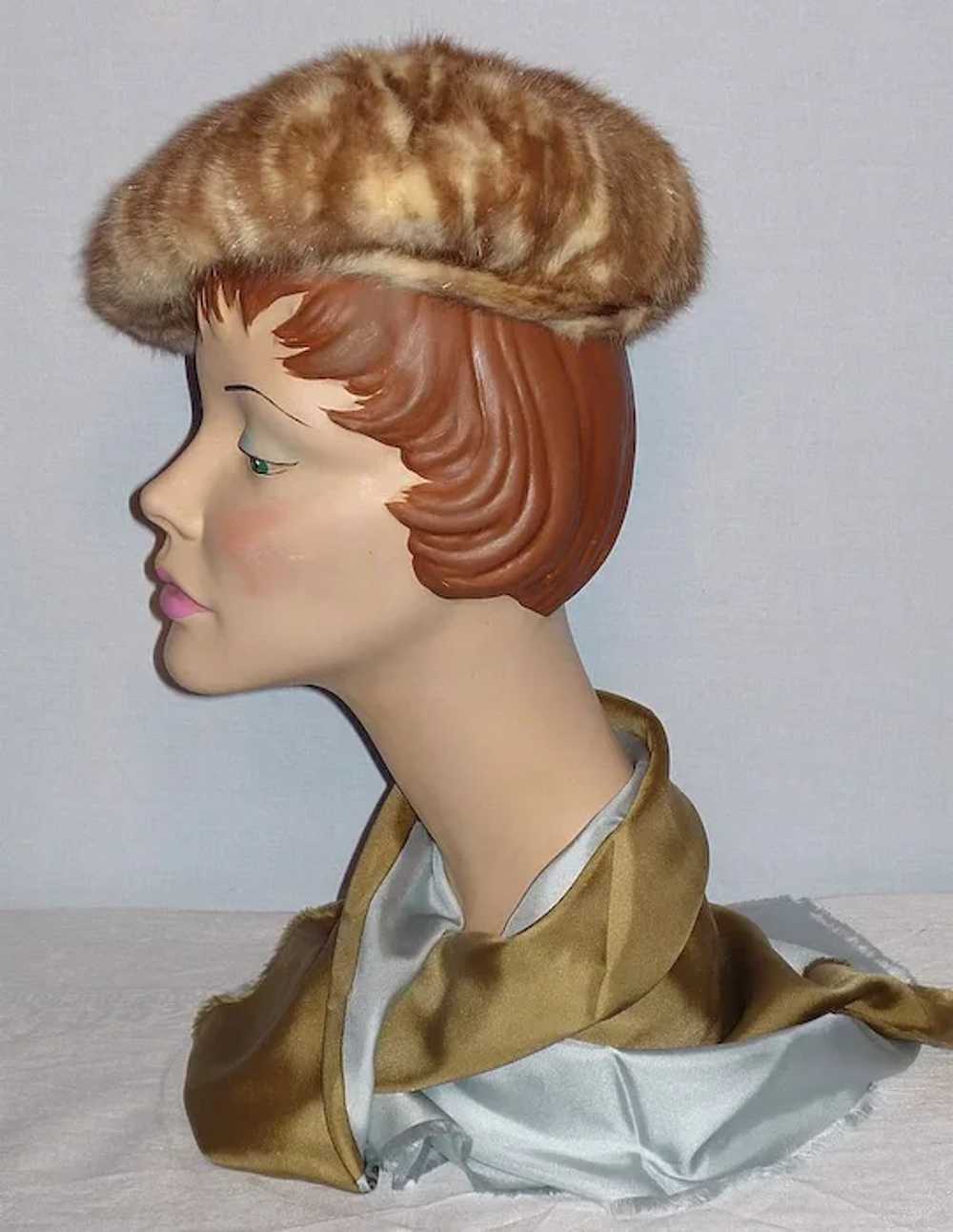 Vintage 1960s Vera Whistler Mink Beret Style Hat … - image 4