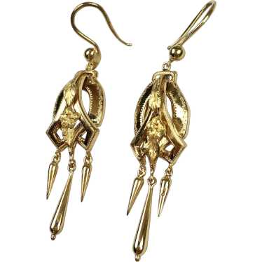 Romantic Antique 18K Gold Chandelier Earrings