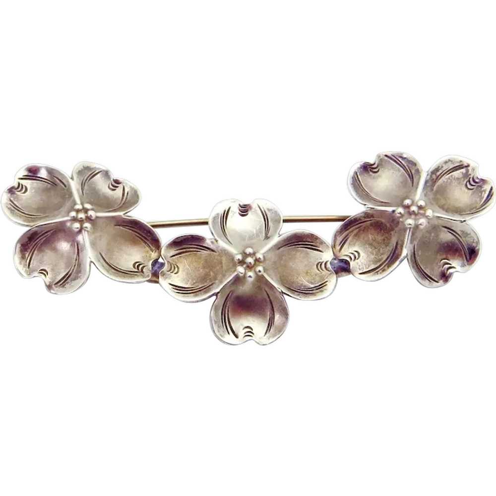 Vintage Stuart Nye Sterling Silver Triple Dogwood… - image 1