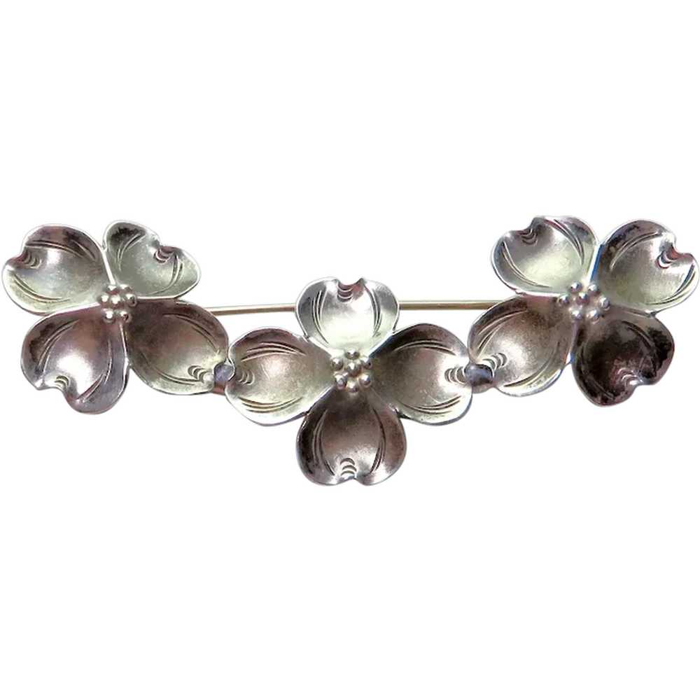 Vintage Stuart Nye Sterling Silver Triple Dogwood… - image 2