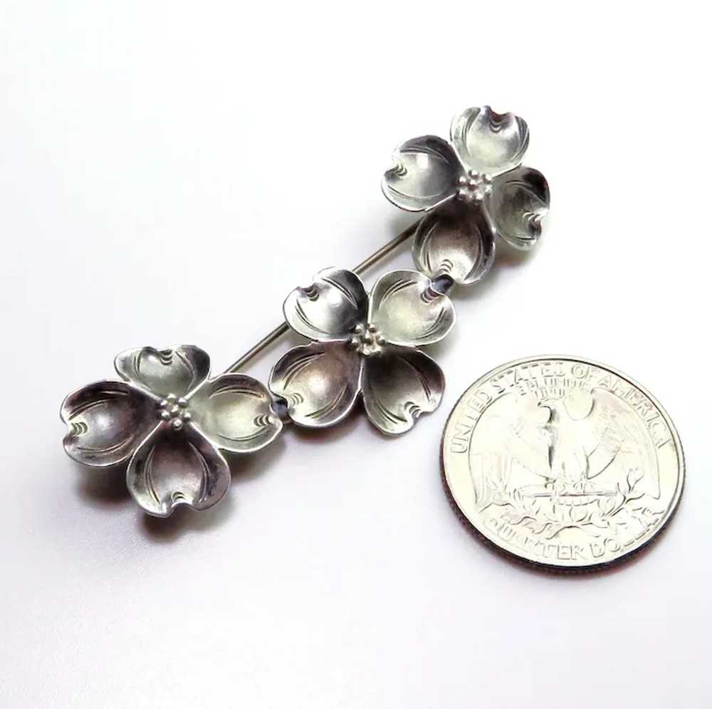 Vintage Stuart Nye Sterling Silver Triple Dogwood… - image 4