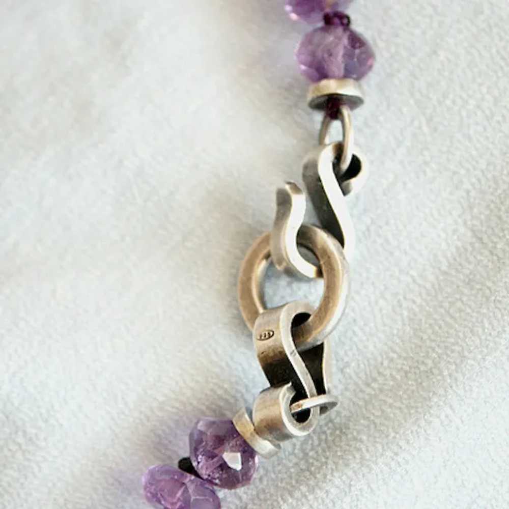 Heraldic sterling silver hearts amethyst pendant … - image 3