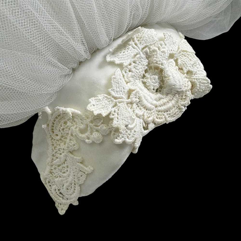 Winter Wedding Dress White Velvet Satin Blue Trim… - image 12