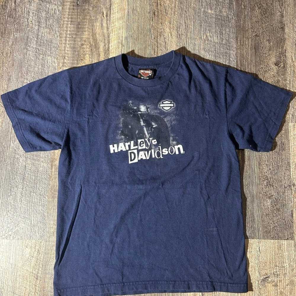 Y2K Vintage Navy Blue Harley Davidson T Shirt Siz… - image 2