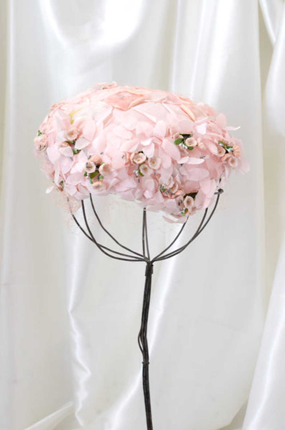 Vintage Pink Floral Petal Hat - image 1