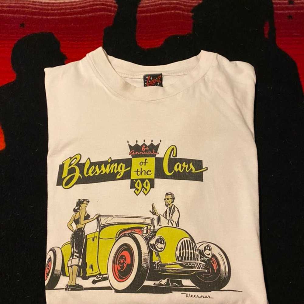 Vintage 1999 Blessing Of The Cars Hot Rod T Shirt - image 1