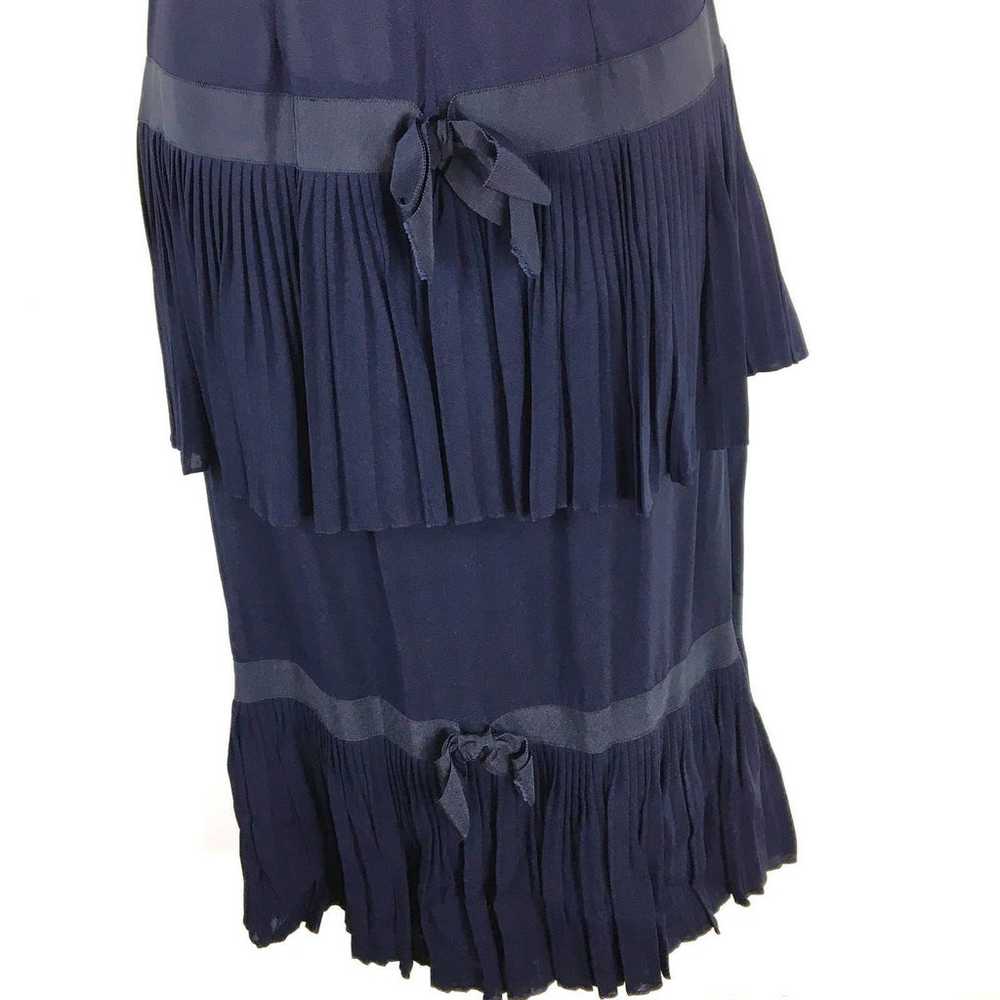 Vintage Blue ruffled pleated day dress 30s 40s 50… - image 7