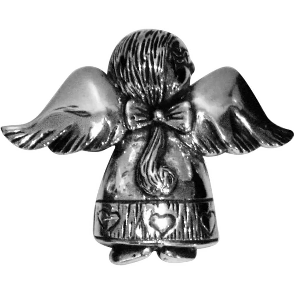 Sterling Silver Christmas Angel Pendant w/ Hidden… - image 1