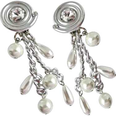 JEFF LIEB Sensational Bright Silver Tone Earrings… - image 1