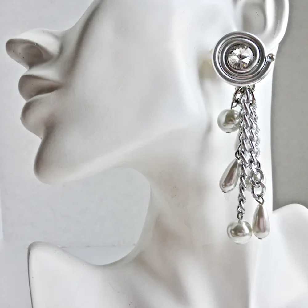 JEFF LIEB Sensational Bright Silver Tone Earrings… - image 2