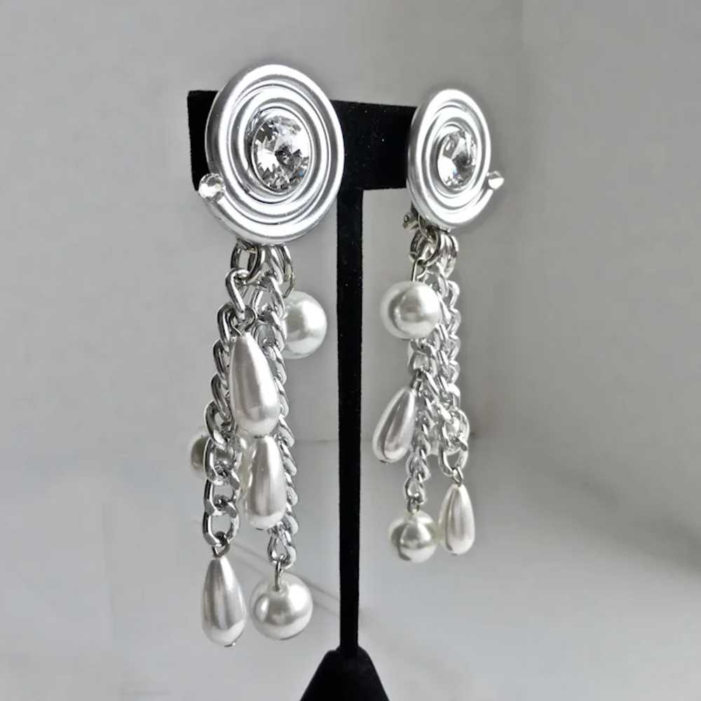 JEFF LIEB Sensational Bright Silver Tone Earrings… - image 3