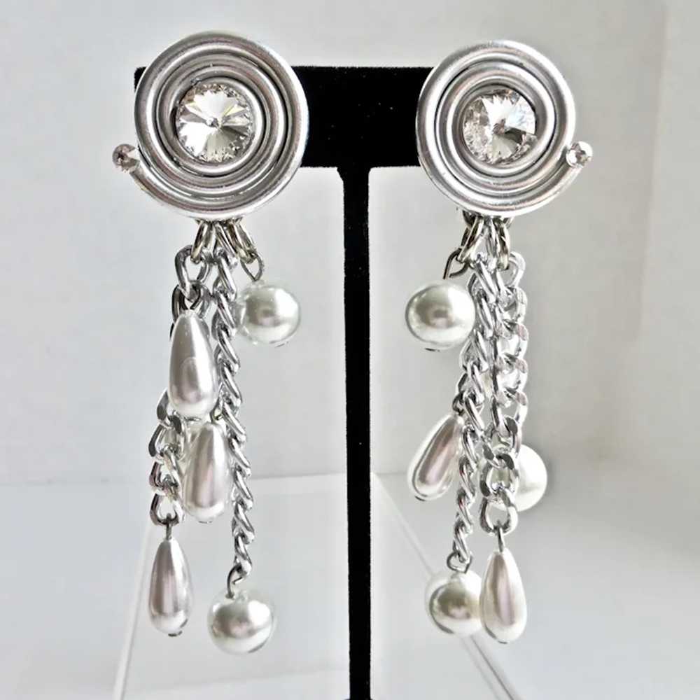 JEFF LIEB Sensational Bright Silver Tone Earrings… - image 4