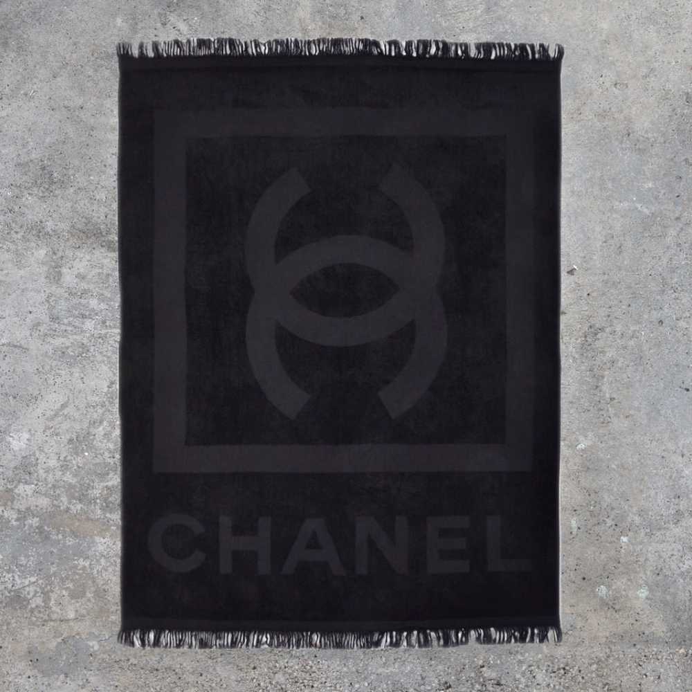 Chanel CC Logo Black Beach Towel - image 2