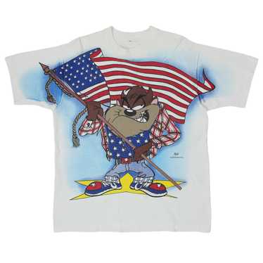 1995 Vintage Tazmanian Devil USA Flag United We S… - image 1