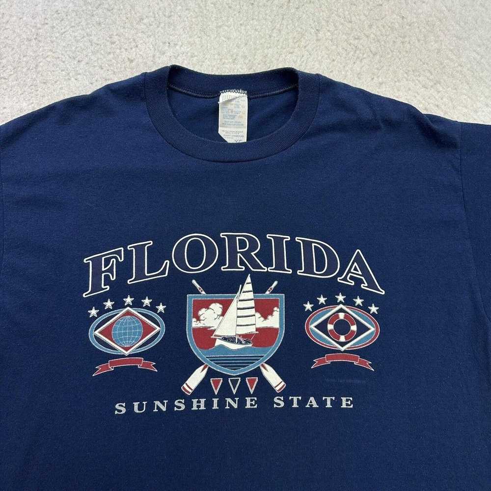 Vintage Florida Shirt Mens XL Blue Sailboat Sunsh… - image 3