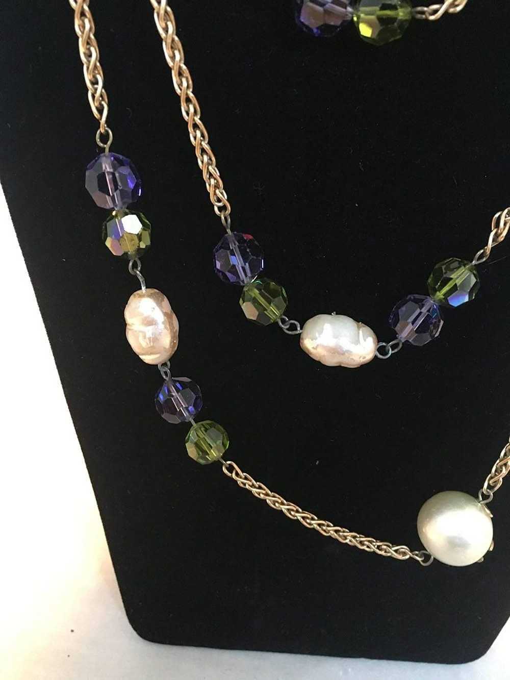 Chanel CHANEL Vintage Large Pearls and Green and … - image 2