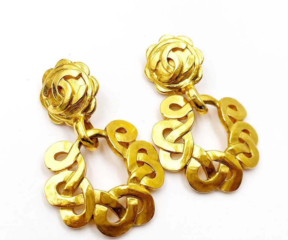 Chanel CHANEL Vintage Gold Plated CC Flower Twist… - image 4