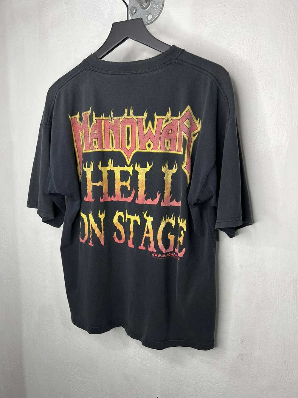 Band Tees × Vintage 1999 Manowar Hell on Stage - image 7