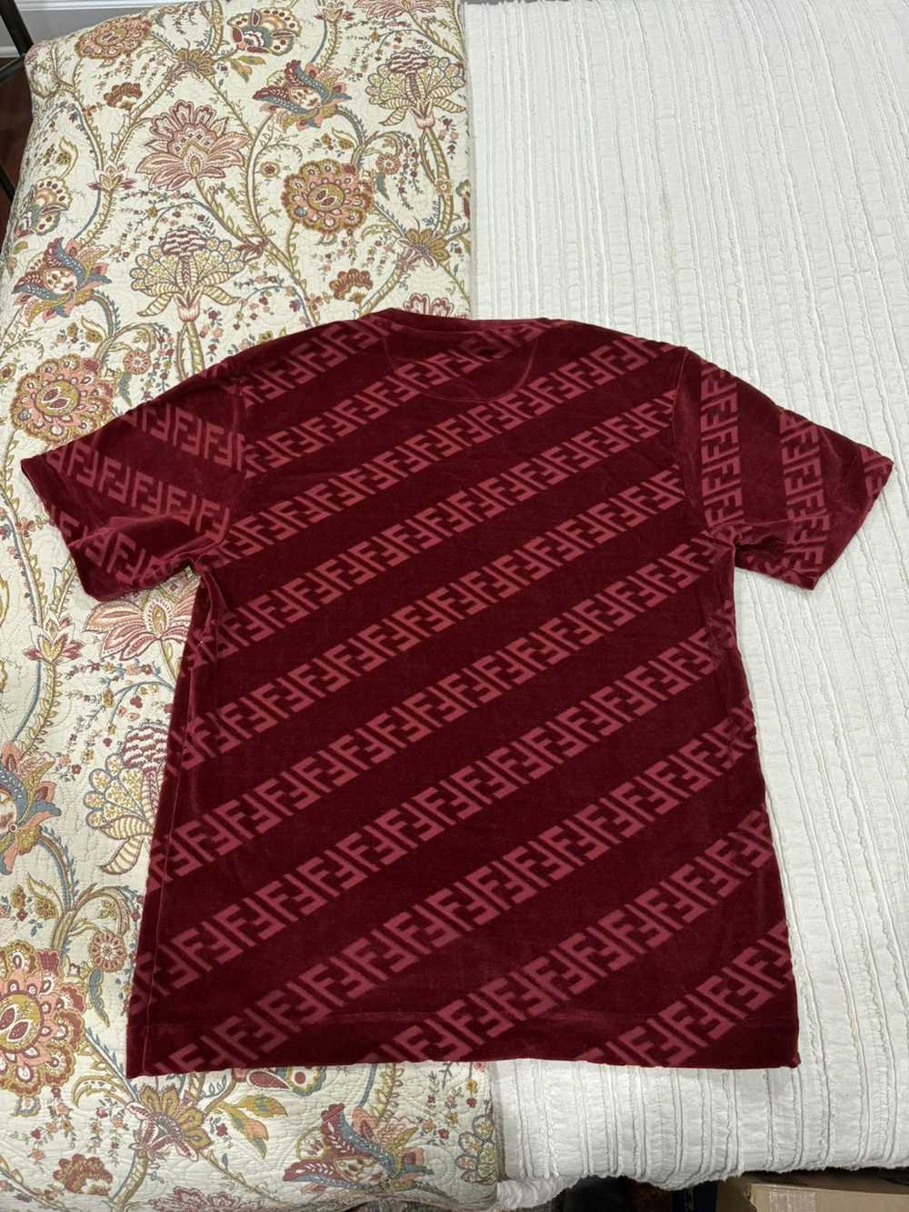Fendi Fendi Men's FF Logo Chenille T-Shirt in Ros… - image 2