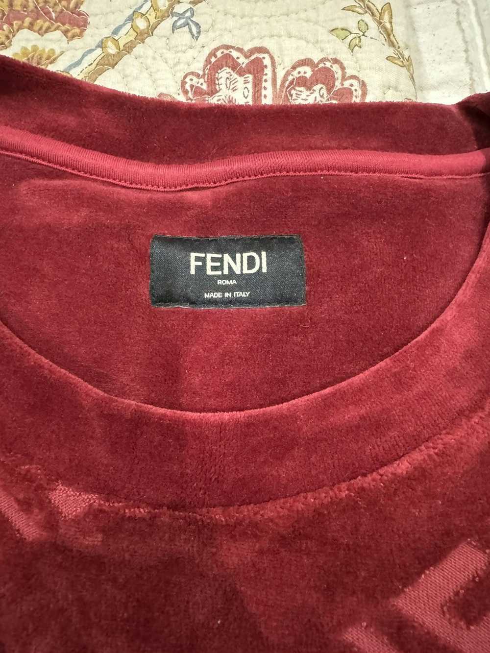 Fendi Fendi Men's FF Logo Chenille T-Shirt in Ros… - image 3