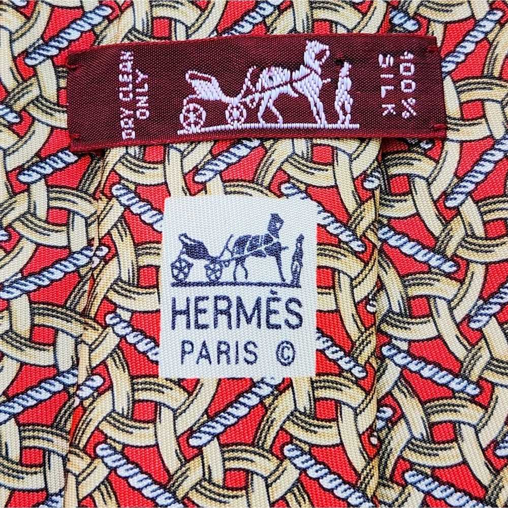 Hermes Hermes Paris Chain Link Pattern Silk Tie - image 3