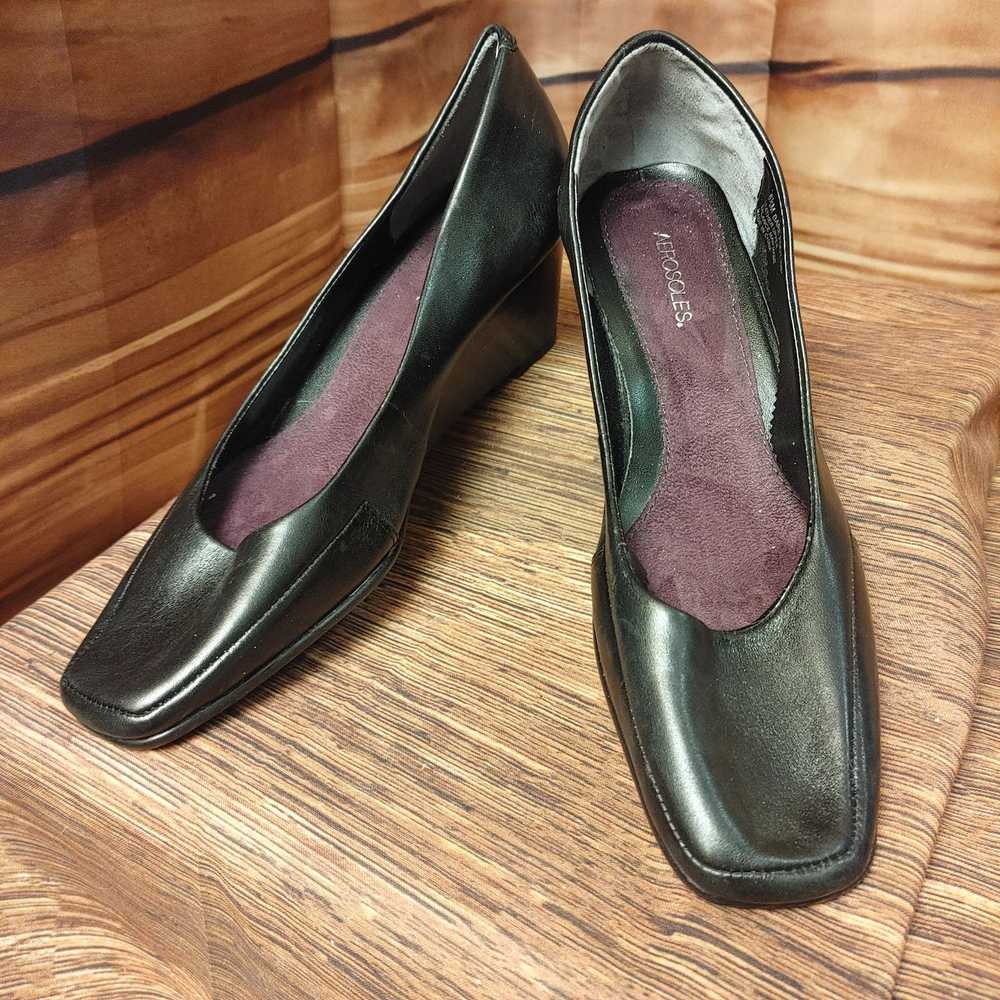 Other Aerosoles Women's Black Leather Wedge Heel … - image 1