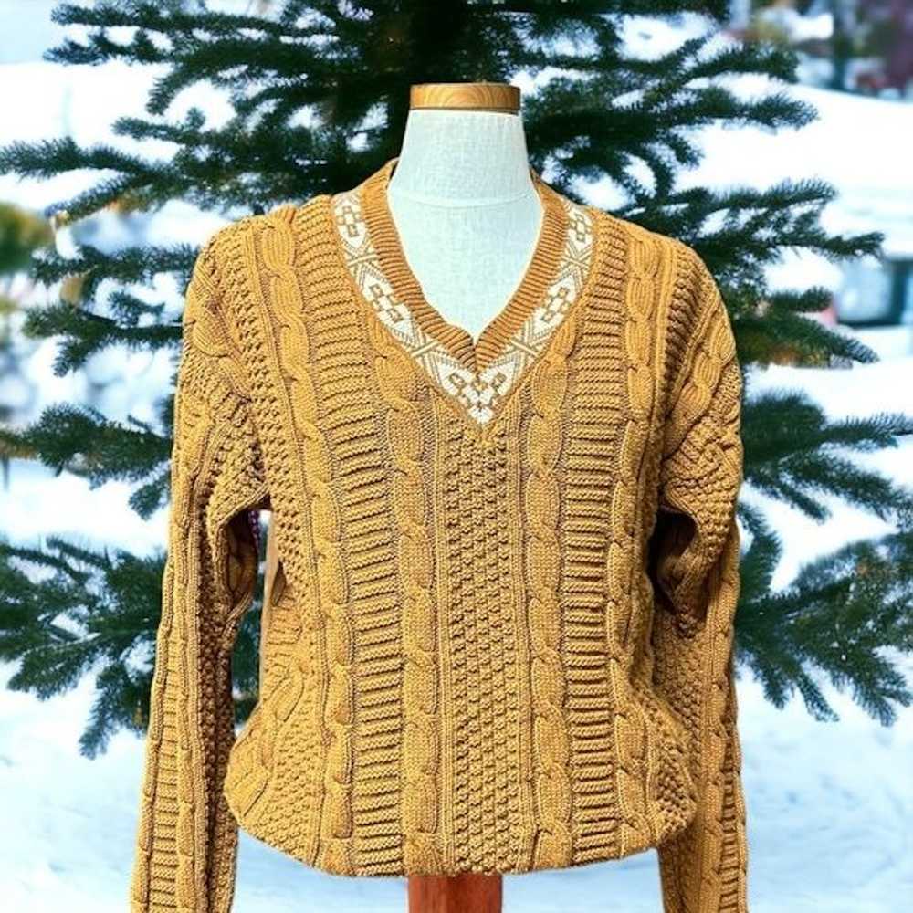 Vintage Cambridge Classics brown cable knit sweat… - image 1