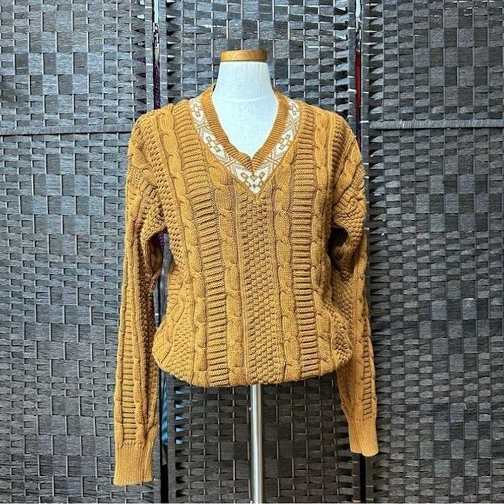 Vintage Cambridge Classics brown cable knit sweat… - image 2
