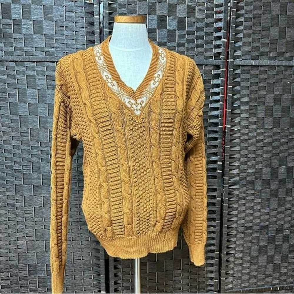 Vintage Cambridge Classics brown cable knit sweat… - image 6