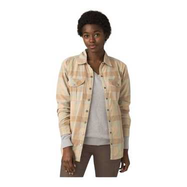 Prana Prana Top Womens Medium Tan Plaid Finnegan … - image 1