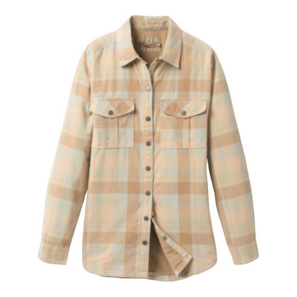 Prana Prana Top Womens Medium Tan Plaid Finnegan … - image 3