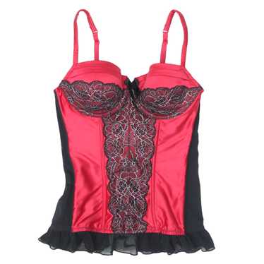Victoria's Secret Size 32C 10C Red Lace Floral Garter Bustier