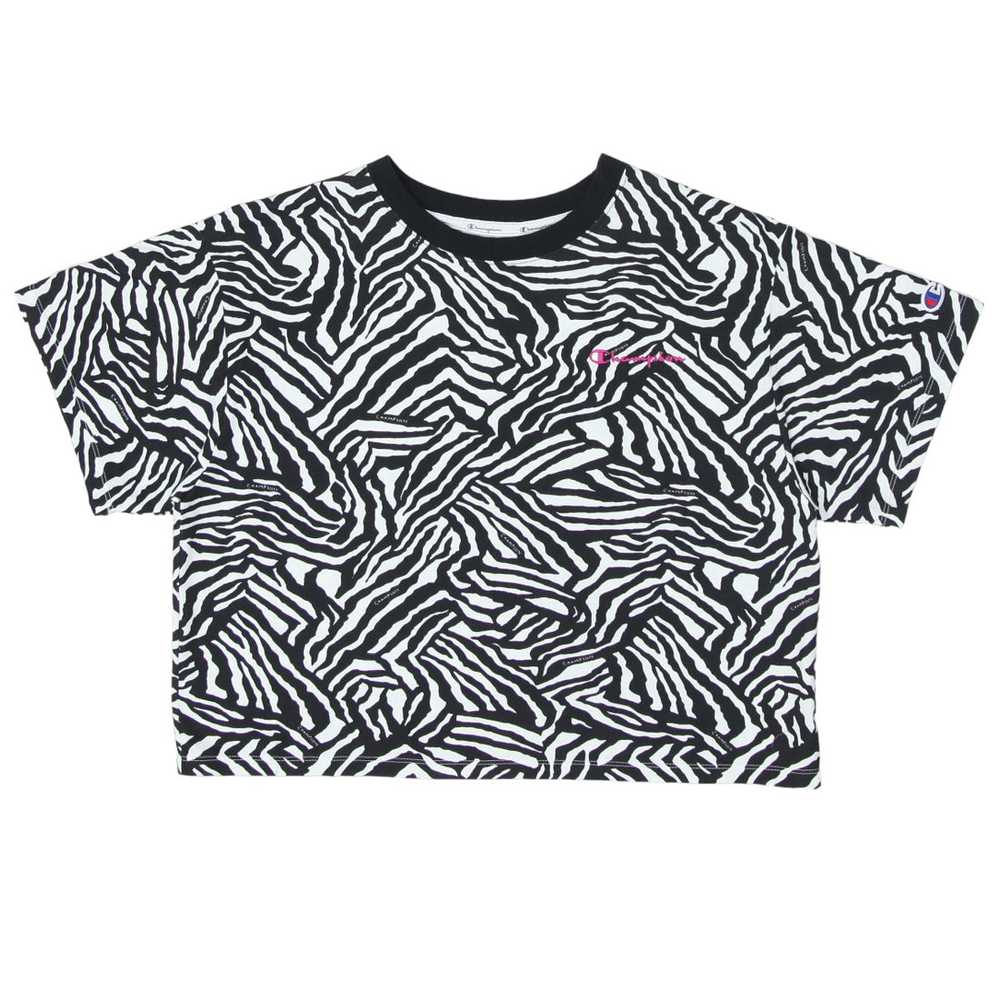 Ladies Champion Black & White Crop T-Shirt - image 1