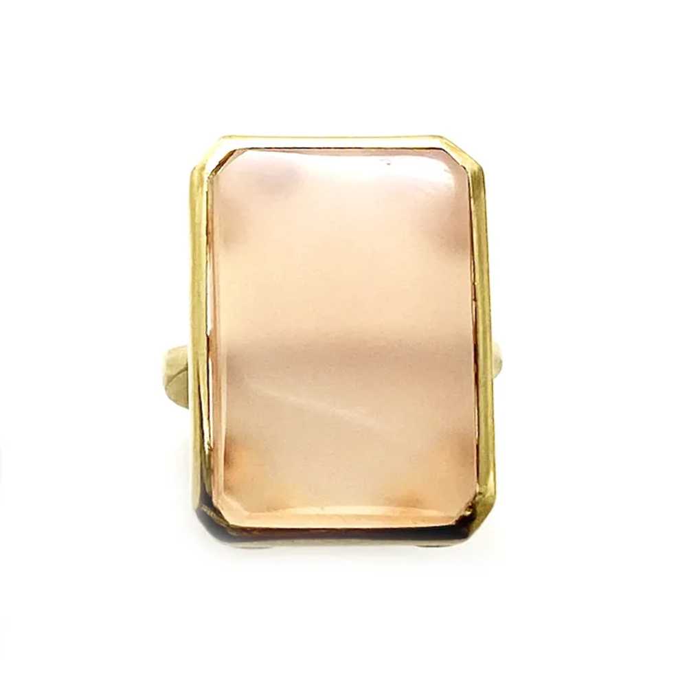 18K Yellow Gold Ring With Rectangular Pink Quartz - image 2