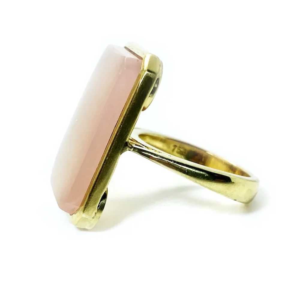 18K Yellow Gold Ring With Rectangular Pink Quartz - image 3