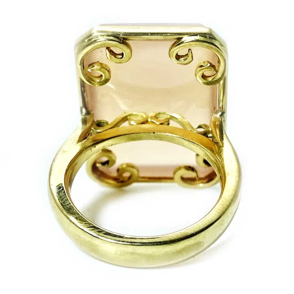 18K Yellow Gold Ring With Rectangular Pink Quartz - image 4