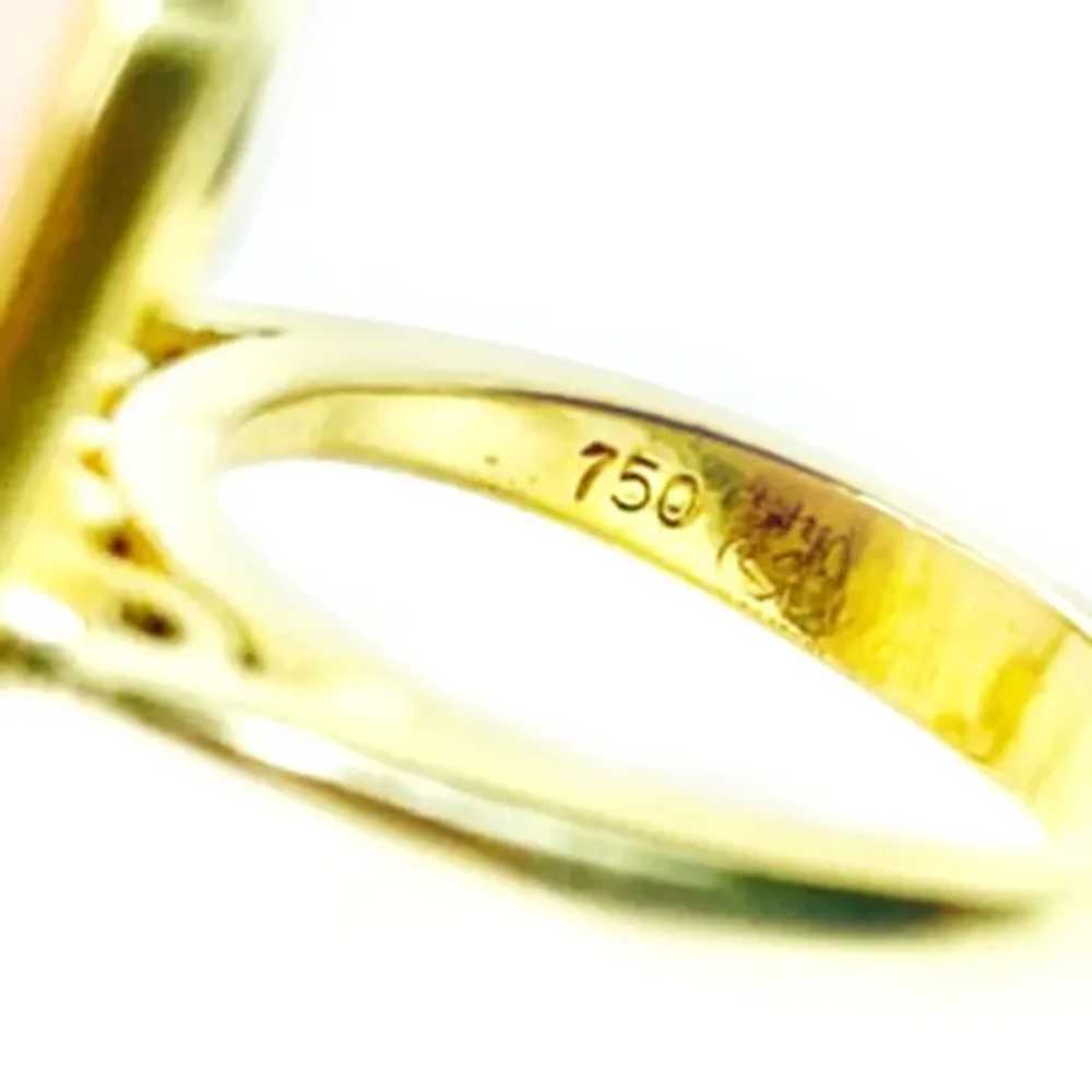 18K Yellow Gold Ring With Rectangular Pink Quartz - image 5