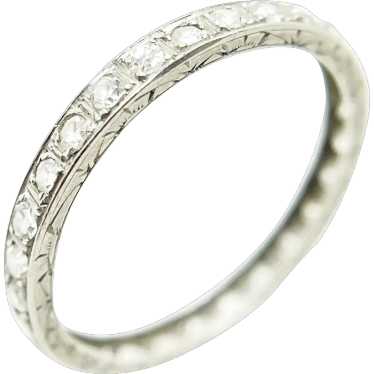 Old Vintage Platinum Diamond Eternity Ring - image 1